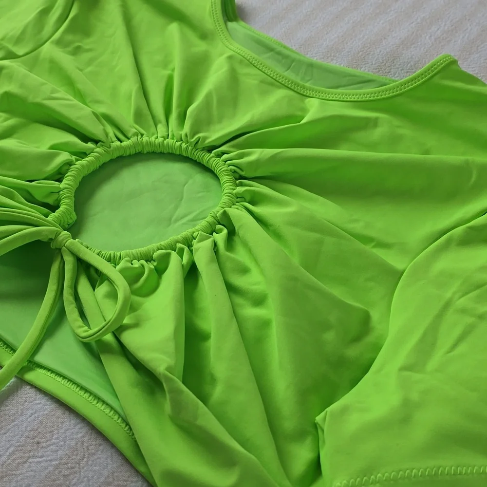 SKIMS Recycled Swim Ruched T-Shirt Size:4X Neon Green